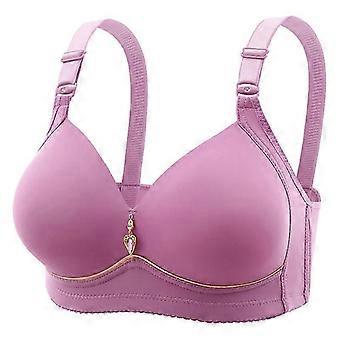 Non-magnetic Thin Cup Glossy Fat MM Bra,Large Size No Underwire Comfortable Breathable Gathered Women's Underwear Pulling Bra