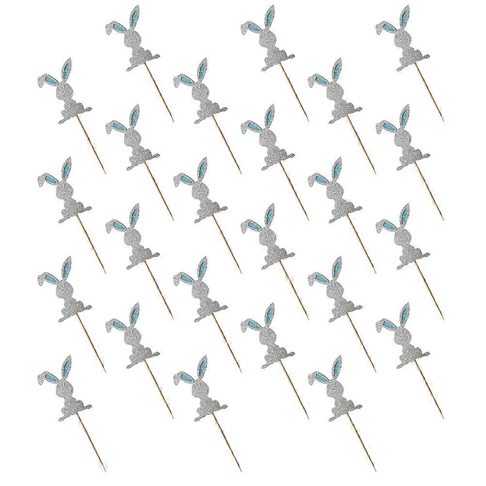 48 Pcs Easter Cupcake Topper Rabbit Shape Cupcake Insert Cards (Random Style)