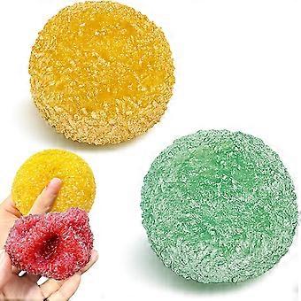 2Pcs Slushy Squishy, Crunchy Squishy Stress Ball 5.5cm, Waxberry Moldable Crunchy Stress Ball, Ice Skin Fidget Sensory Toys, Slush Satisfying Squishie