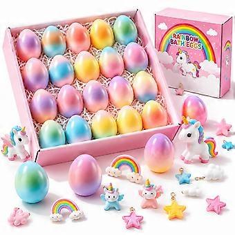 20 Pack Kids Bath Bombs with Surprise Toys Inside, Rainbow Unicorn Bubble Bath Eggs, Gentle Natural Bath Fizzers, Perfect Birthday & Holiday Presents 