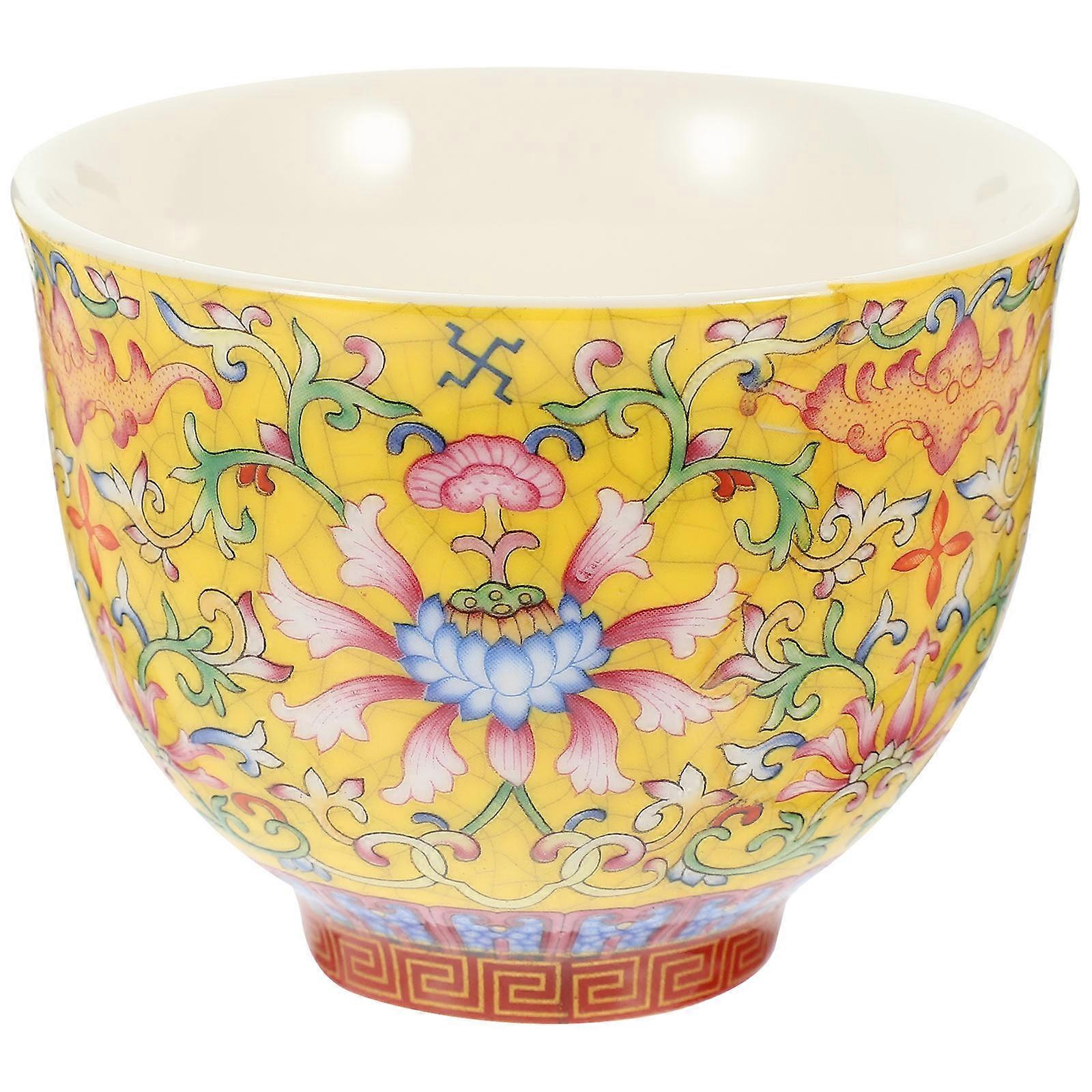 Ceramic Tea Cup Flower Pattern for Daily Use Household Teaware