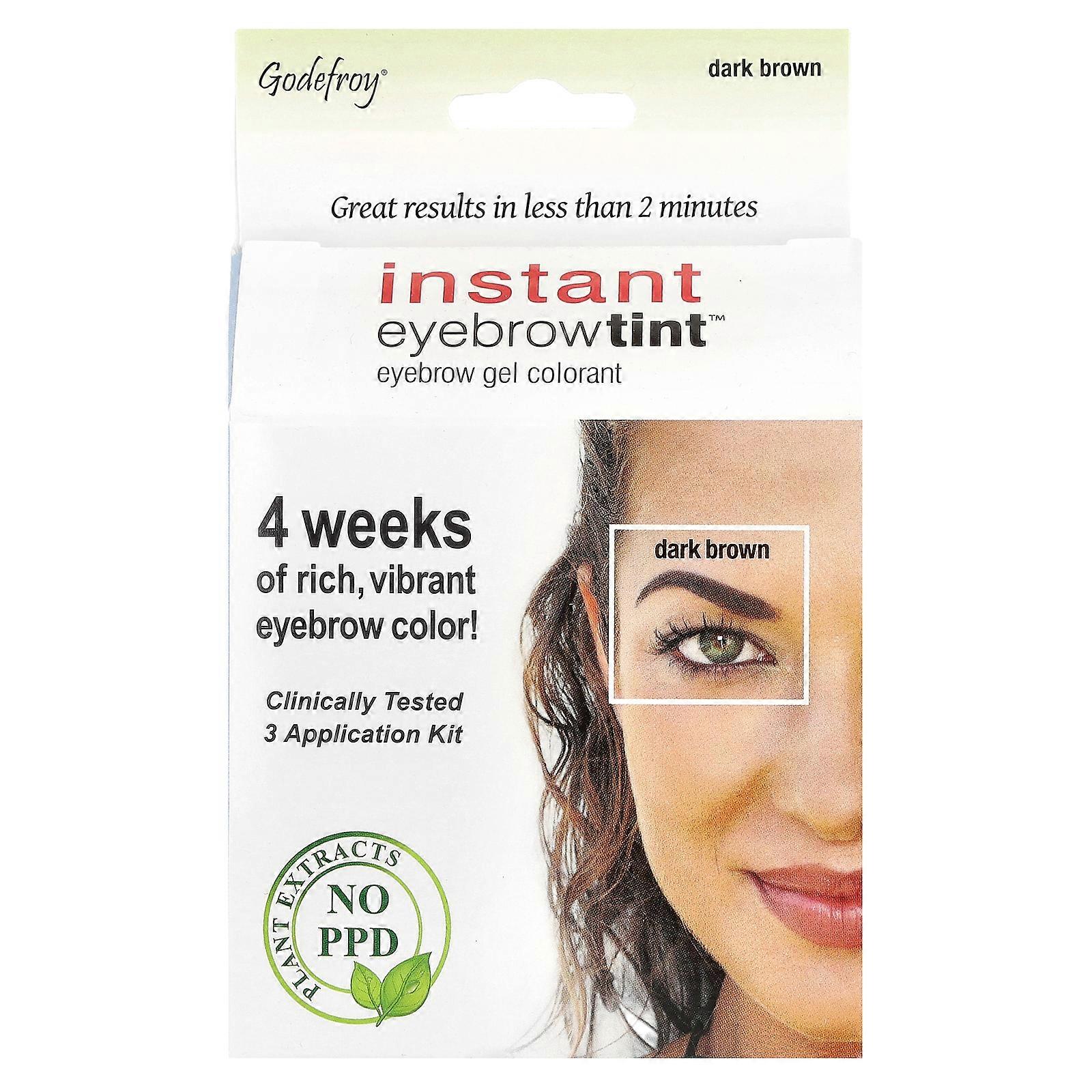 2 x Godefroy, Instant Eyebrow Tint™, Dark Brown, 3 Application Kit