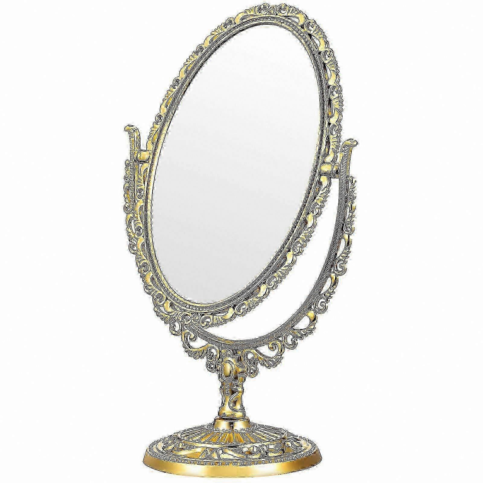 Golden Retro Oval Makeup Mirror
