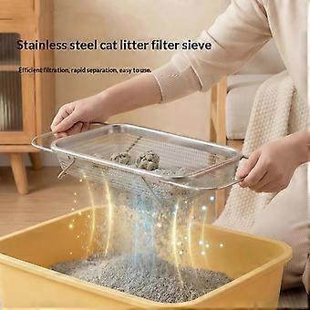 Stainless Steel Cat Litter Scooper Sharp Edge Free Deep Sifting Shovel for Pet Cat Litter Box Daily Cleaning Tool