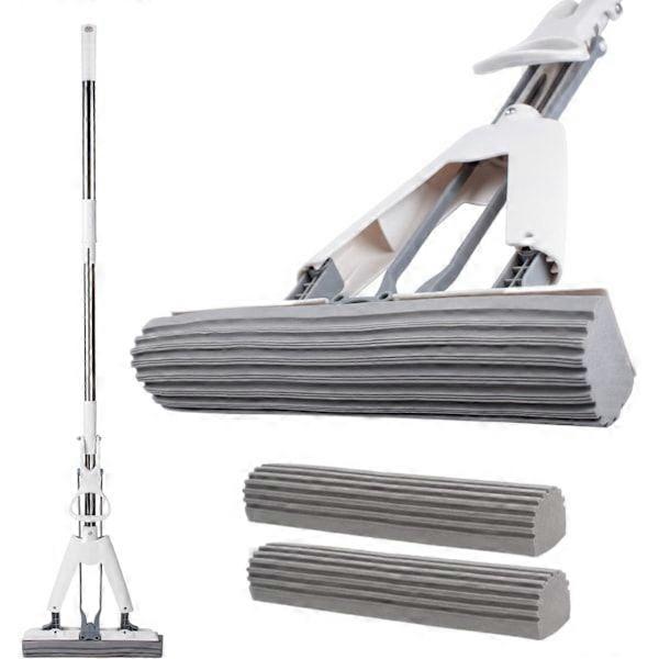 Absorbent PVA sponge mop, double-sided, telescopic handle, super absorbent, with an extra sponge head.