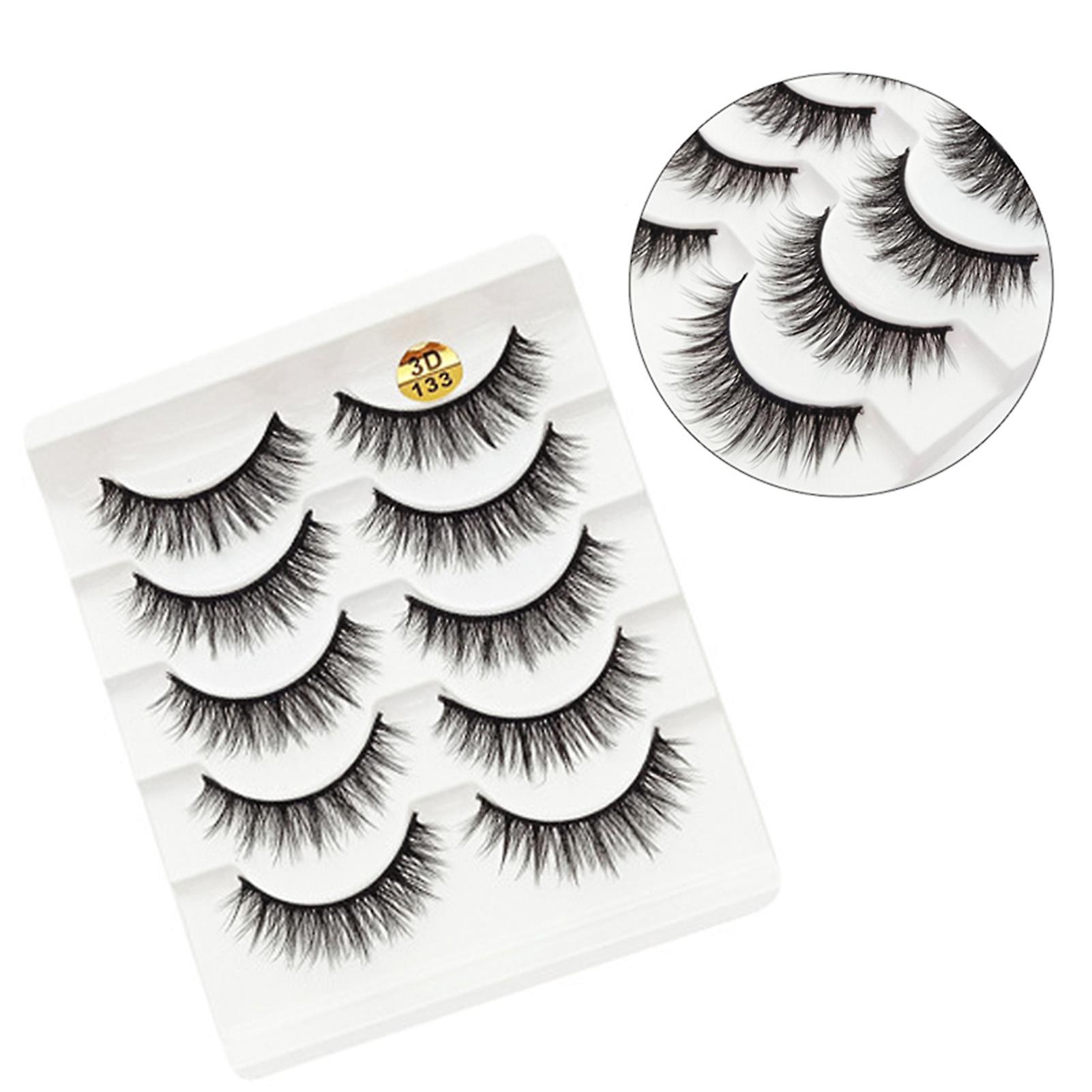 5pairs False Eyelash Natural 3d Fluffy Eyelashes Extension Soft Wispy Eyelashes
