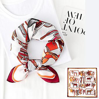 27.5 x 27.5 Women Square Silk Like Hair Scarf Head Sleeping Wrap Satin Headscarf, Orange-6