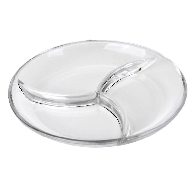 25.2X25.2cm Transparent Color Plates 1pc Beautiful Glass Plate Three-compartment Dish Breakfast Plat