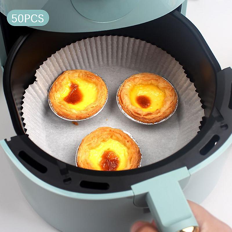 50pcs 16cm Air Fryer Disposable Paper Liner Non-stick Mat Wood Pulp Round Paper