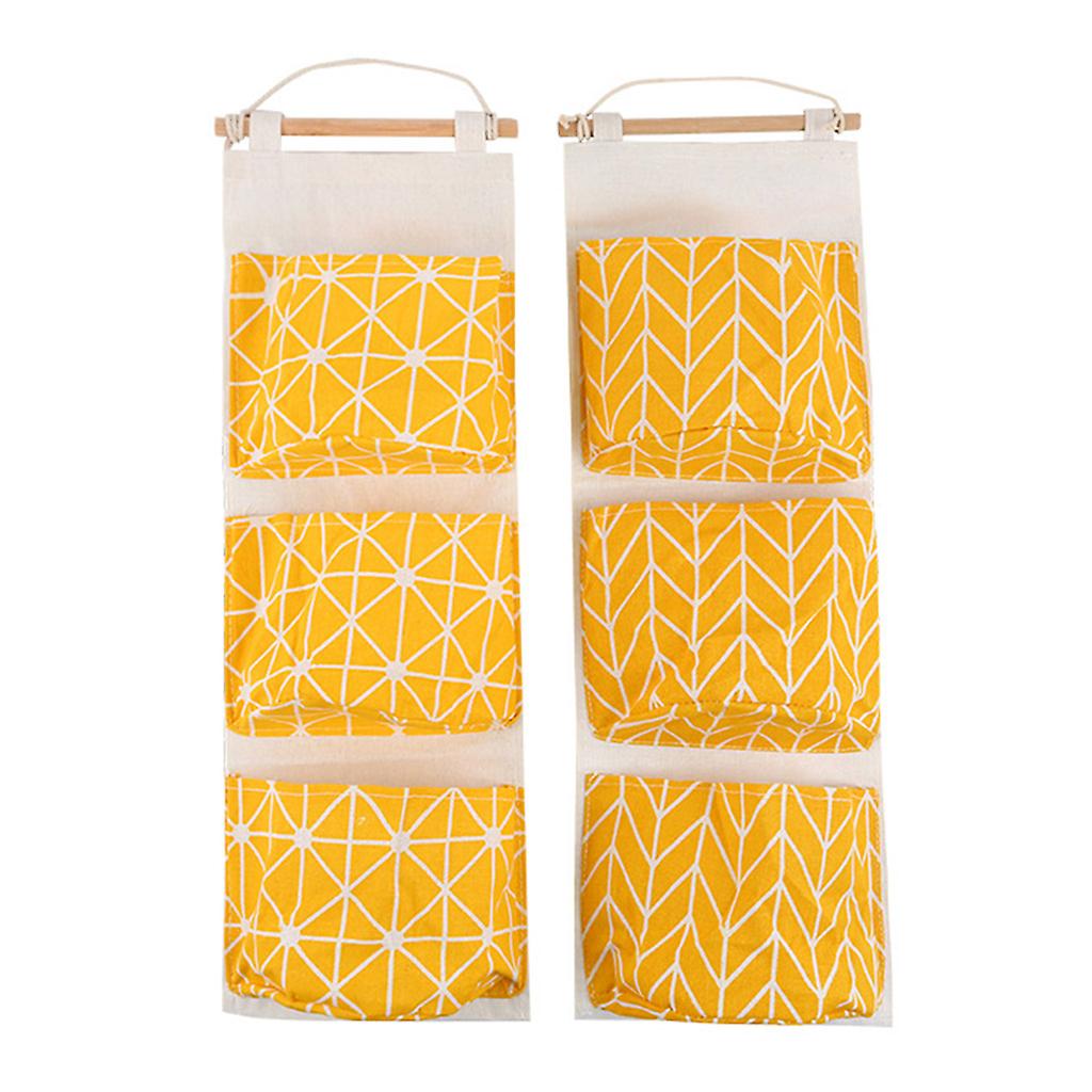 2 Pcs Wall Hanging Storage Bag 3-pockets Multipurpose Hanging Contain For Home