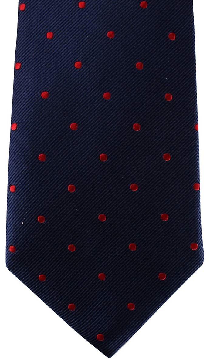 David Van Hagen Polka Dot Tie - Navy/Red