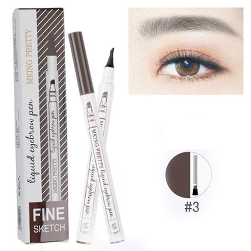 3 Colors 3d Microblading Tattoo Eyebrow Pen 4 Fork Tips Fine Sketch Eyebrow Pencil Long Lasting Liquid Eye Brow Pencil Tslm2
