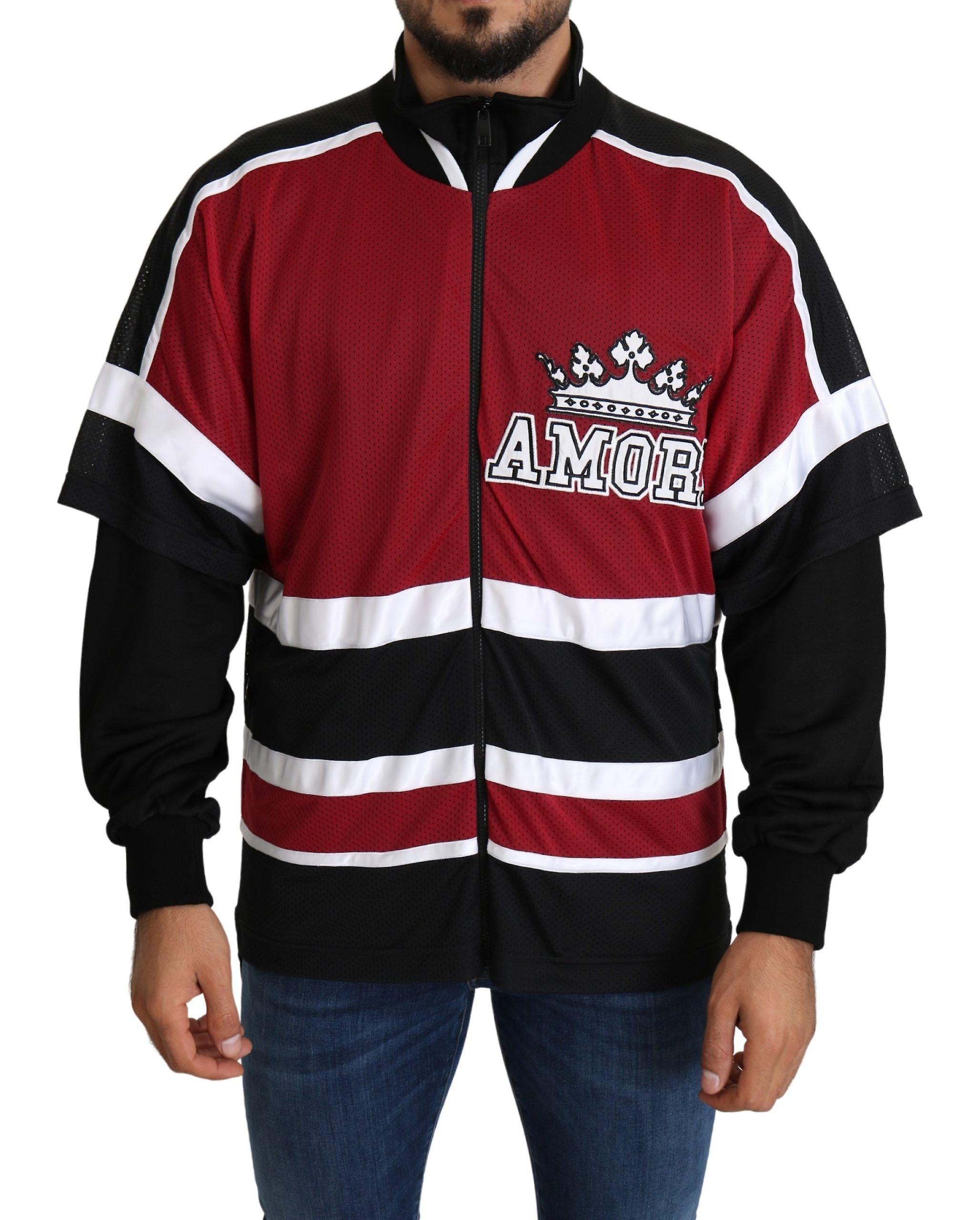 Red Black Amore Sport Full Zipper Sweater