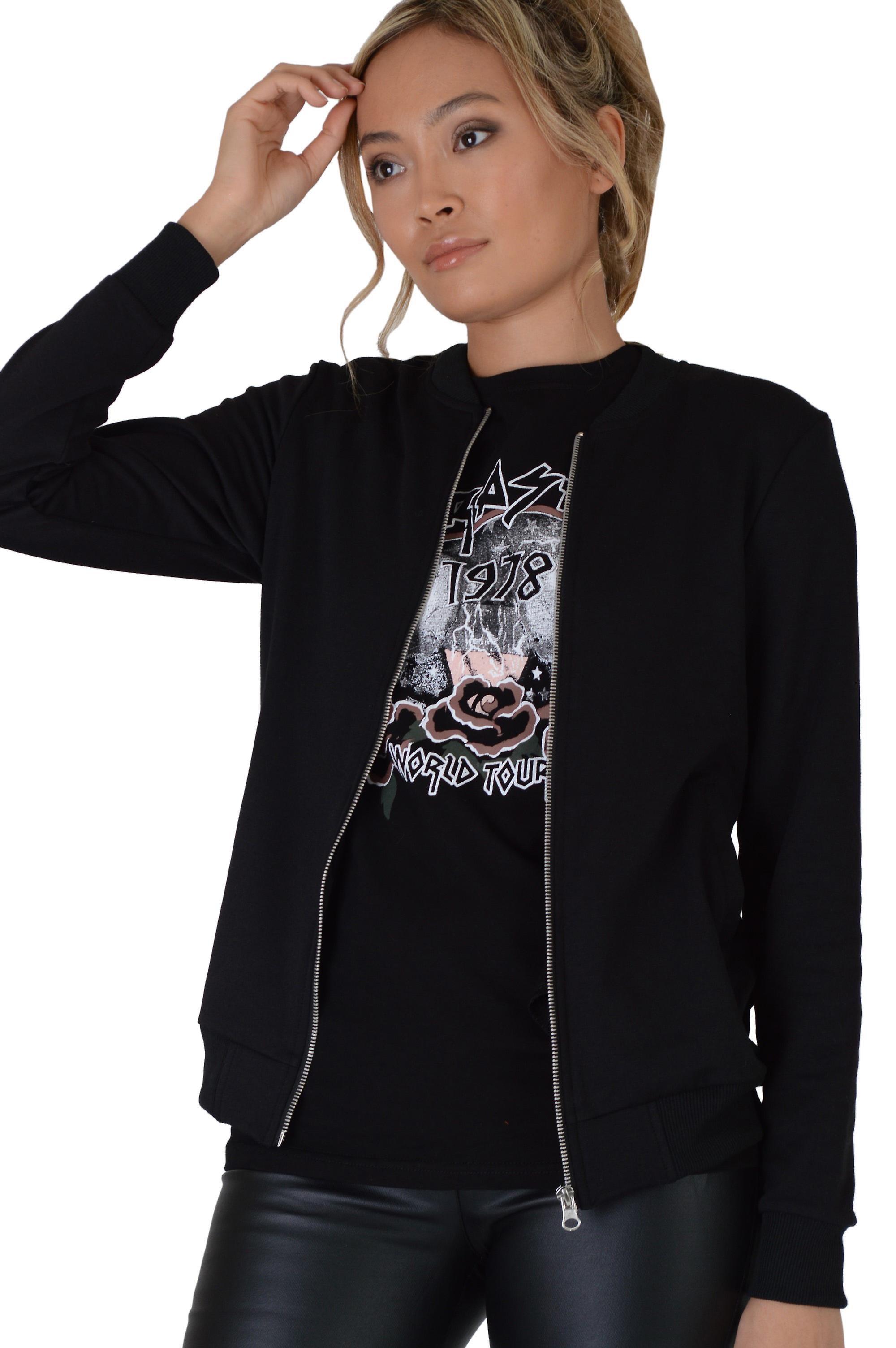 Lovemystyle Black Bomber Jacket With Front Zip Detail
