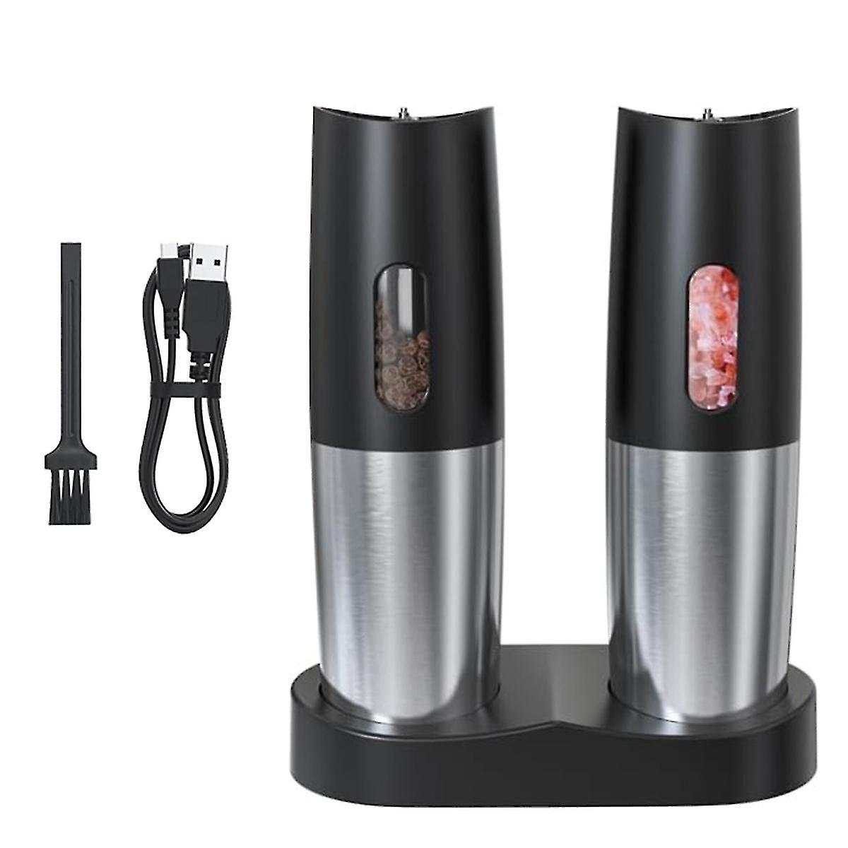 Electric Salt And Pepper Grinder Set - Usb Rechargeable Automatic Pepper Mill Grinder-adjustable Co