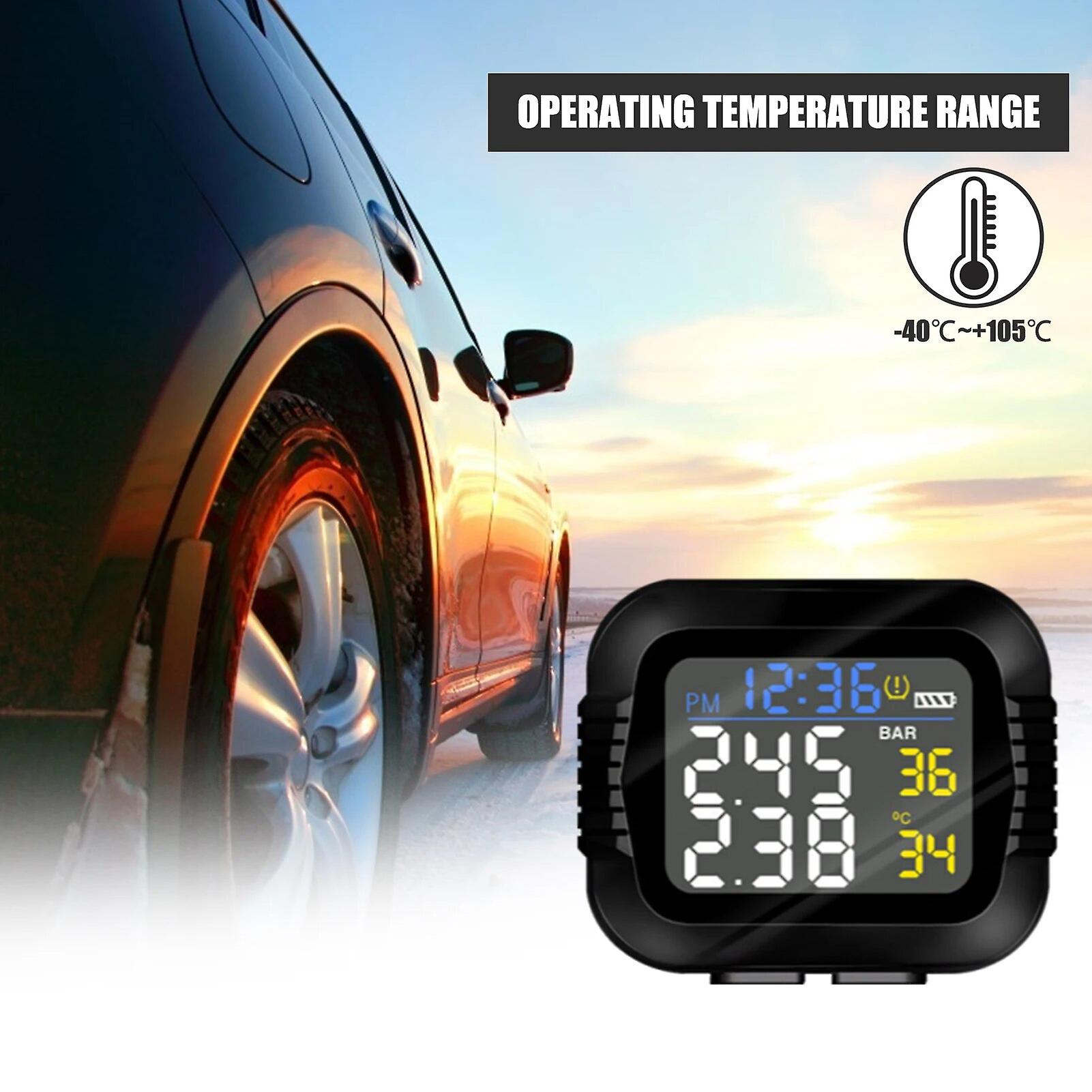 Motorcycle Tpms Motor Tire Pressure Tyre Temperature Monitoring Alarm System Usb Charging Lcd Display Pms Tire Monitor