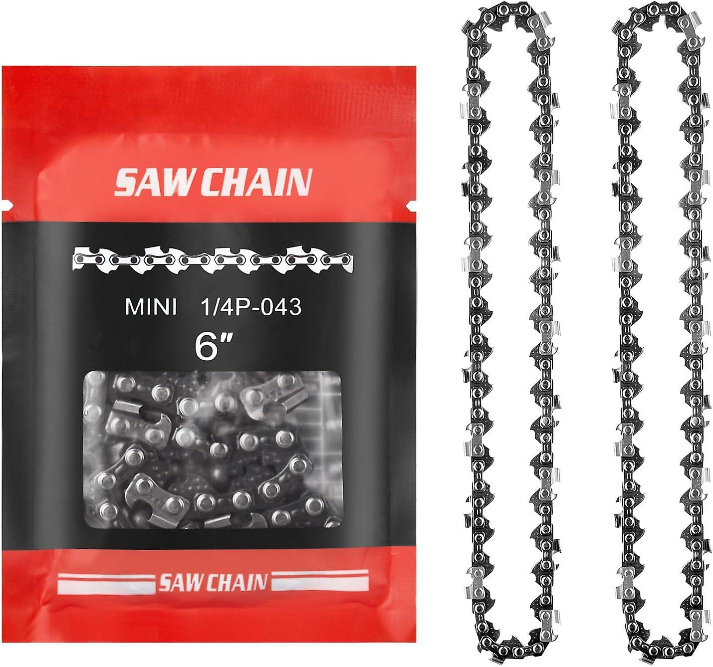 2 قطعة سلاسل بديلة ل 6 بوصة بالمنشار الكهربائي الصغير ، سلسلة المنشار 37 وصلات محرك ، 1/4 "الملعب ، قطع فعال 15 سم