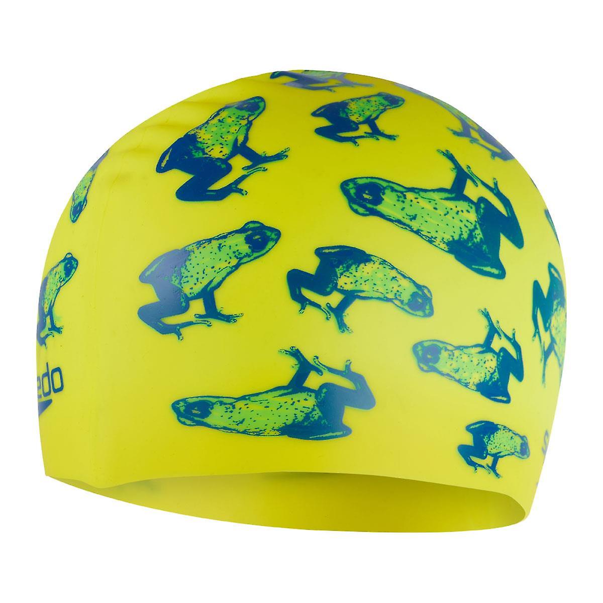 Speedo Junior Printed Silicone Cap - Fluo Yellow/ Beautiful Blue/ Neon Absinthe - Girls
