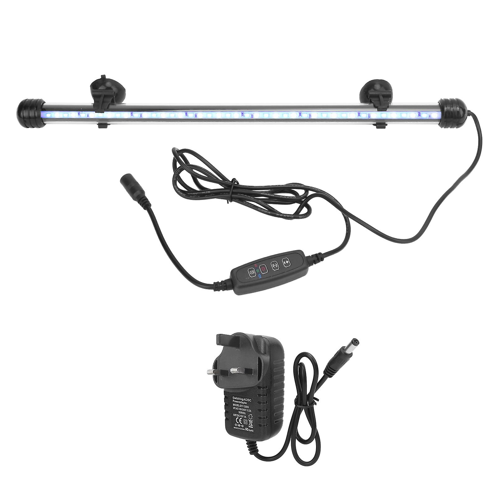 Lampe d'aquarium étanche à LED, 3 modes d'éclairage, intensité variable, 100-240 V, prise UK, 38 cm
