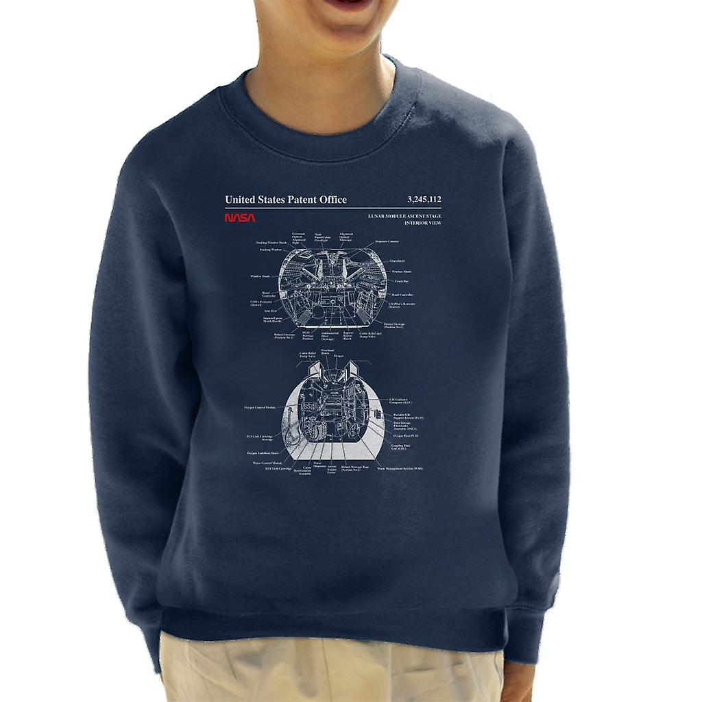 NASA Lunar Module Ascent Stage Interior Blueprint Kid's Sweatshirt