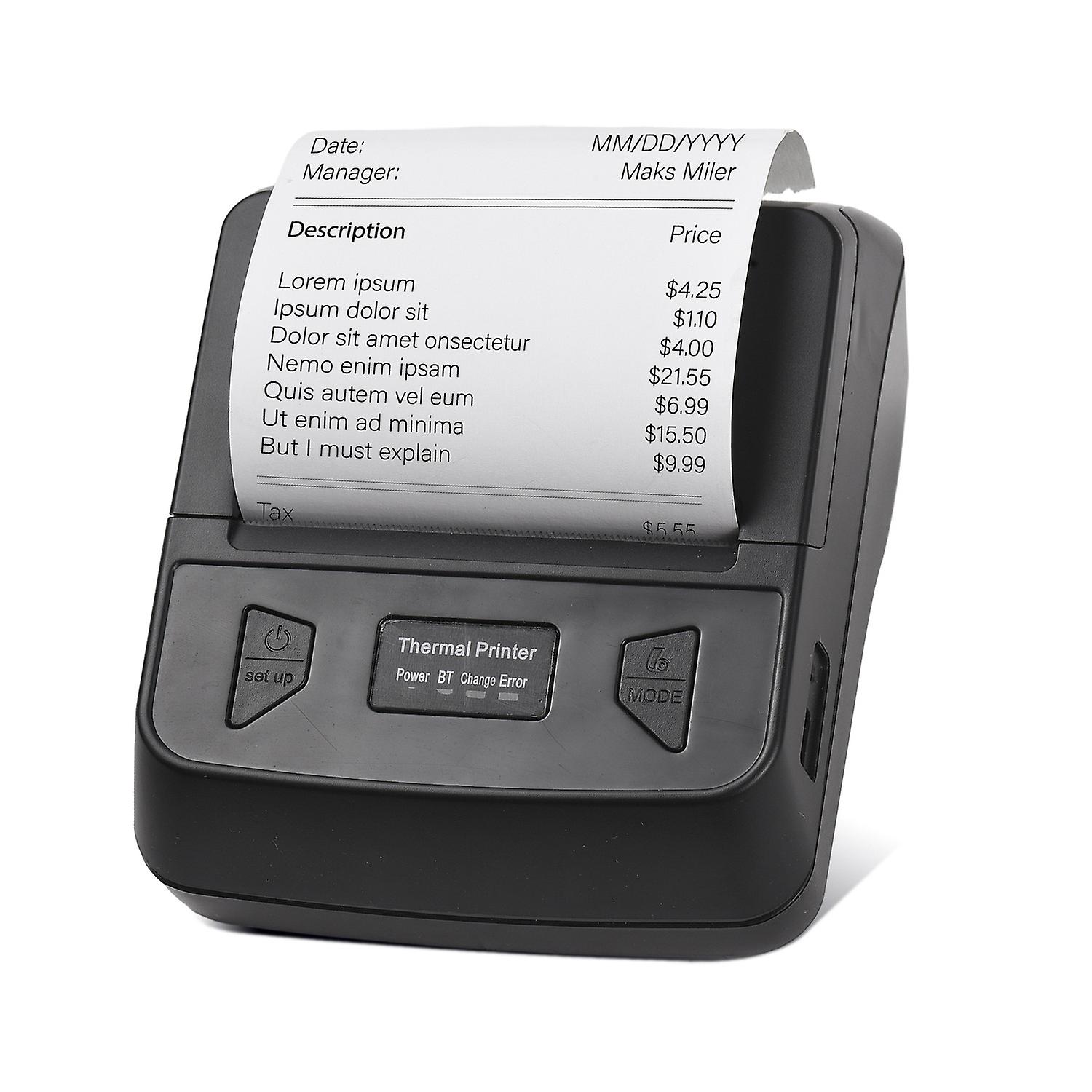 Bisofice Portable 80mm Receipt Label Printer Wireless BT Thermal Receipt Printer Mobile Bill Printer