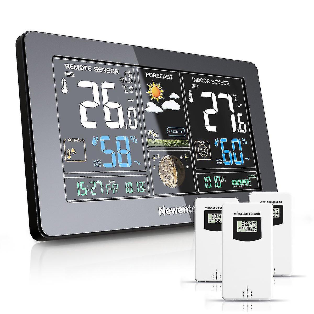 Newentor Q3 Weather Station Wireless Color Large Display Digital Indoor Outdoor Sensor Hygrometer Humidity Temperature Forecast