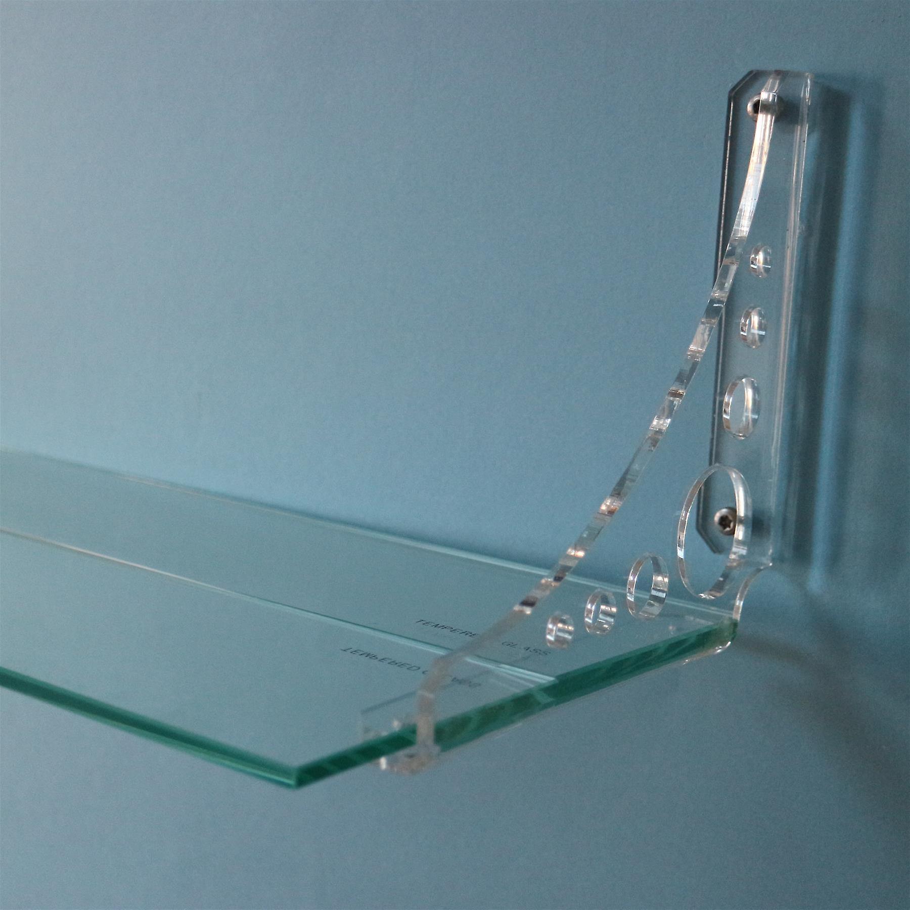 2x v6, 5mm thickness, Wall Shelf Brackets, Polished Clear Acrylic