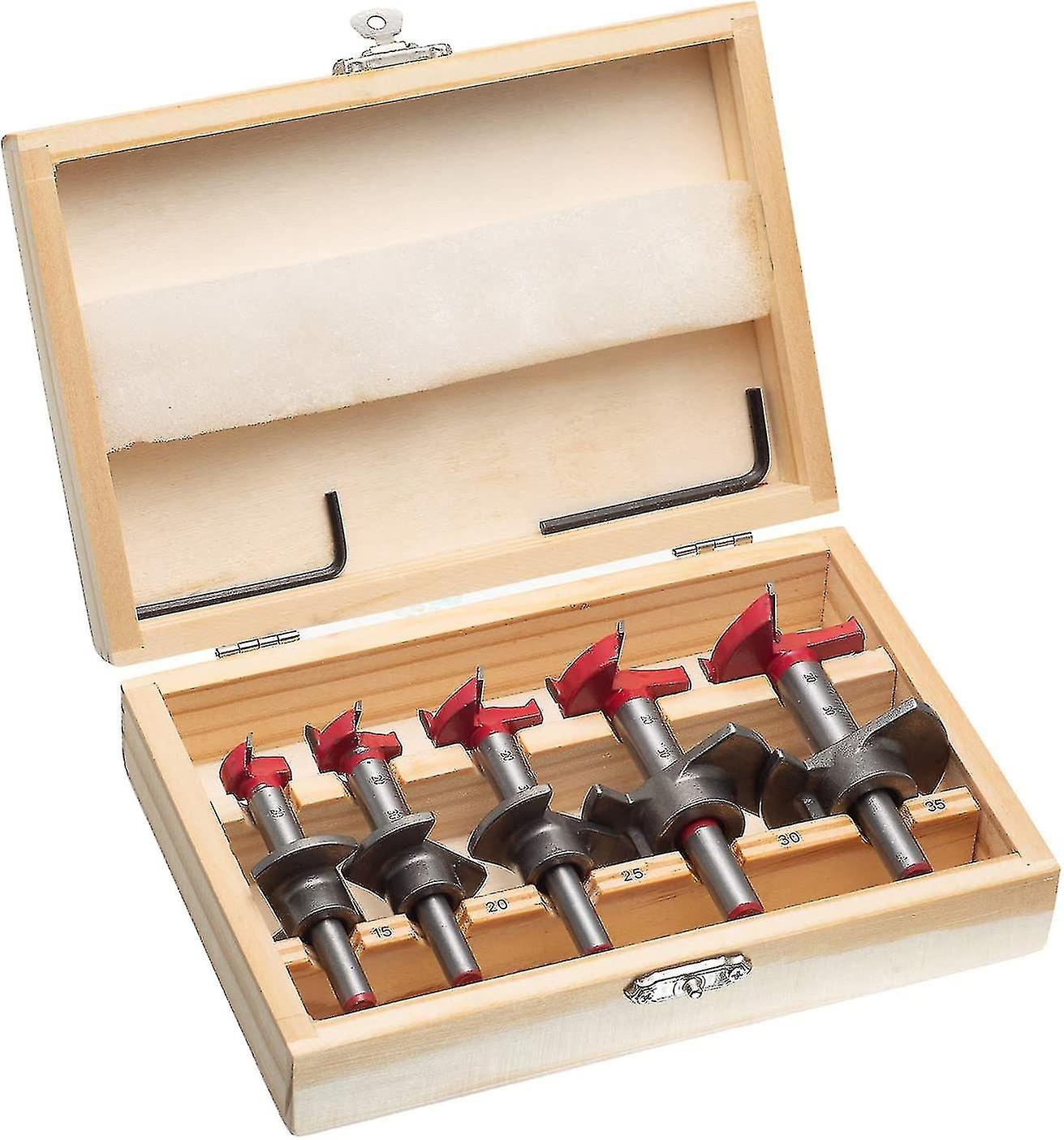 Adjustable Positioning Forstner Drill Bit Set - 5 Pieces, 15-35mm