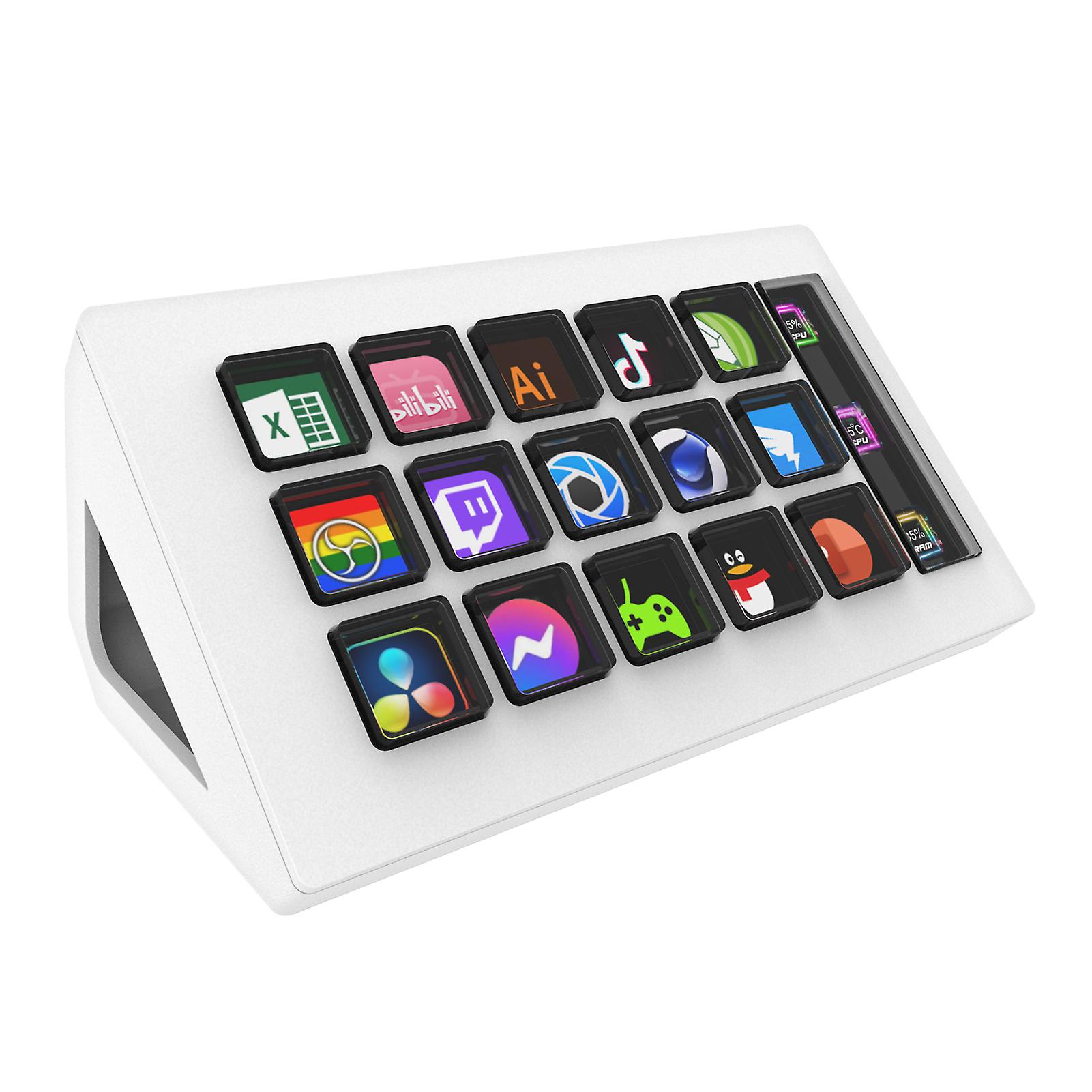 15 προγραμματιζόμενα πλήκτρα LCD Stream Deck πληκτρολόγιο εύκολο χρησιμοποιώντας Live Streaming Control Deck δώρο για τον εραστή του παιχνιδιού