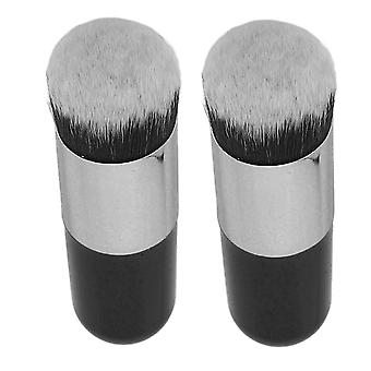 2Pcs Face Makeup Brush Soft Bristle Round Handle Chubby Makeup Brush for Blending Liquid Cream Powder Cosmetics