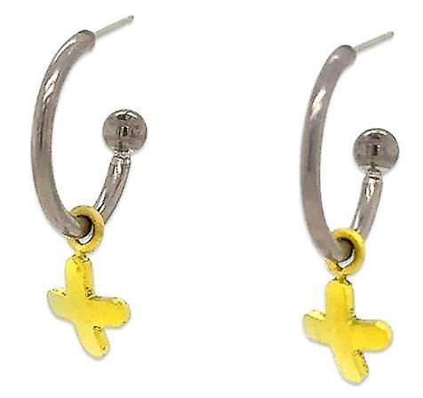 Ti2 Titanium Plus Charm Hoop Earrings - Yellow