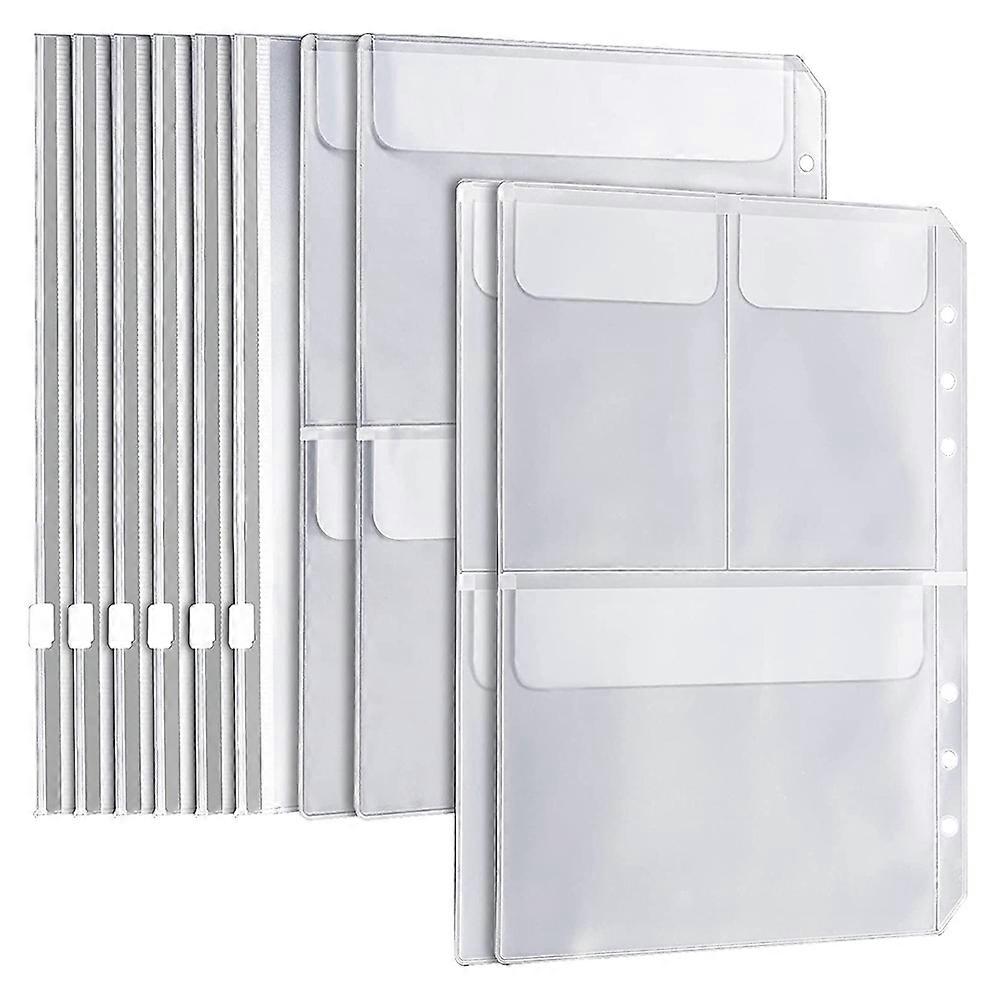 20Pcs A5 6 Ring Binder Pockets 3 Types Envelope,Zipper Closurek Bill Pouch for Organizer Clipbook