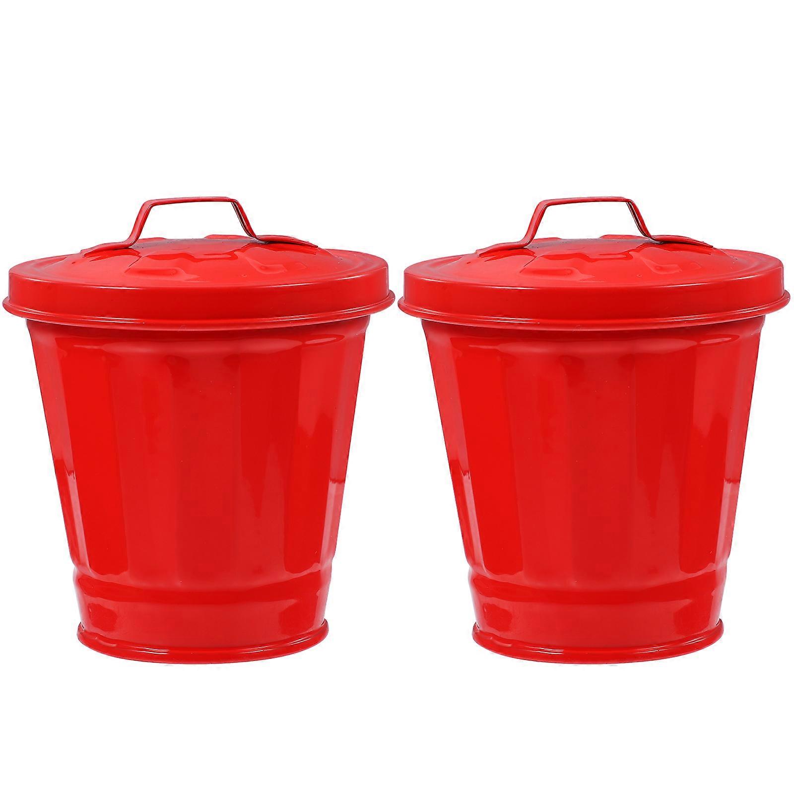 2pcs Bureau Galvanisé Fer Trash Can Bureau Trash Bucket Garbage Storage Holder Garbage Bucket