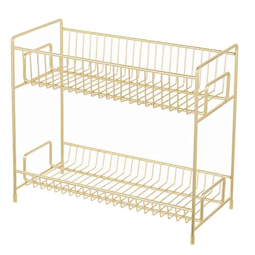 1Pc Cosmetics Iron Storage Rack Multifunction Kitchen Sundries Rack (Golden)