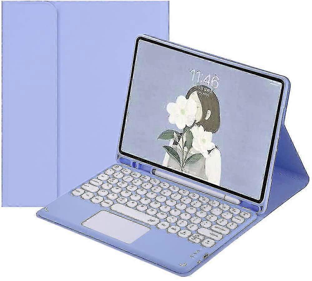 Galaxy Tab S6 Lite 10,4 pouces 2020 modèle Sm-p610 Sm-p615 étui-clavier avec pavé tactile mignon clavier de couleur rond détachable Bluetooth Touch Keyboard