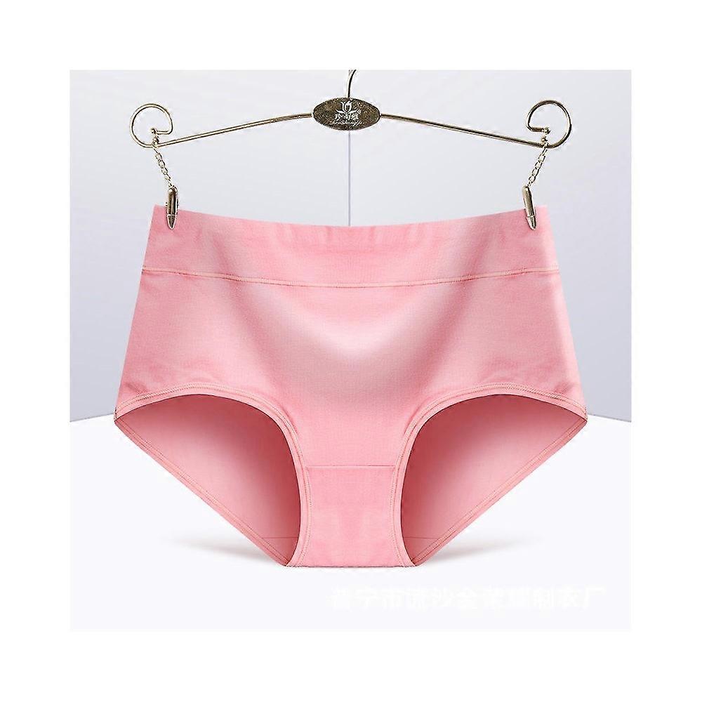 Women's Underwear Cotton Mid Waisted Ladies Panties Full Coverage Briefs 5 Pack-Shrimp powder