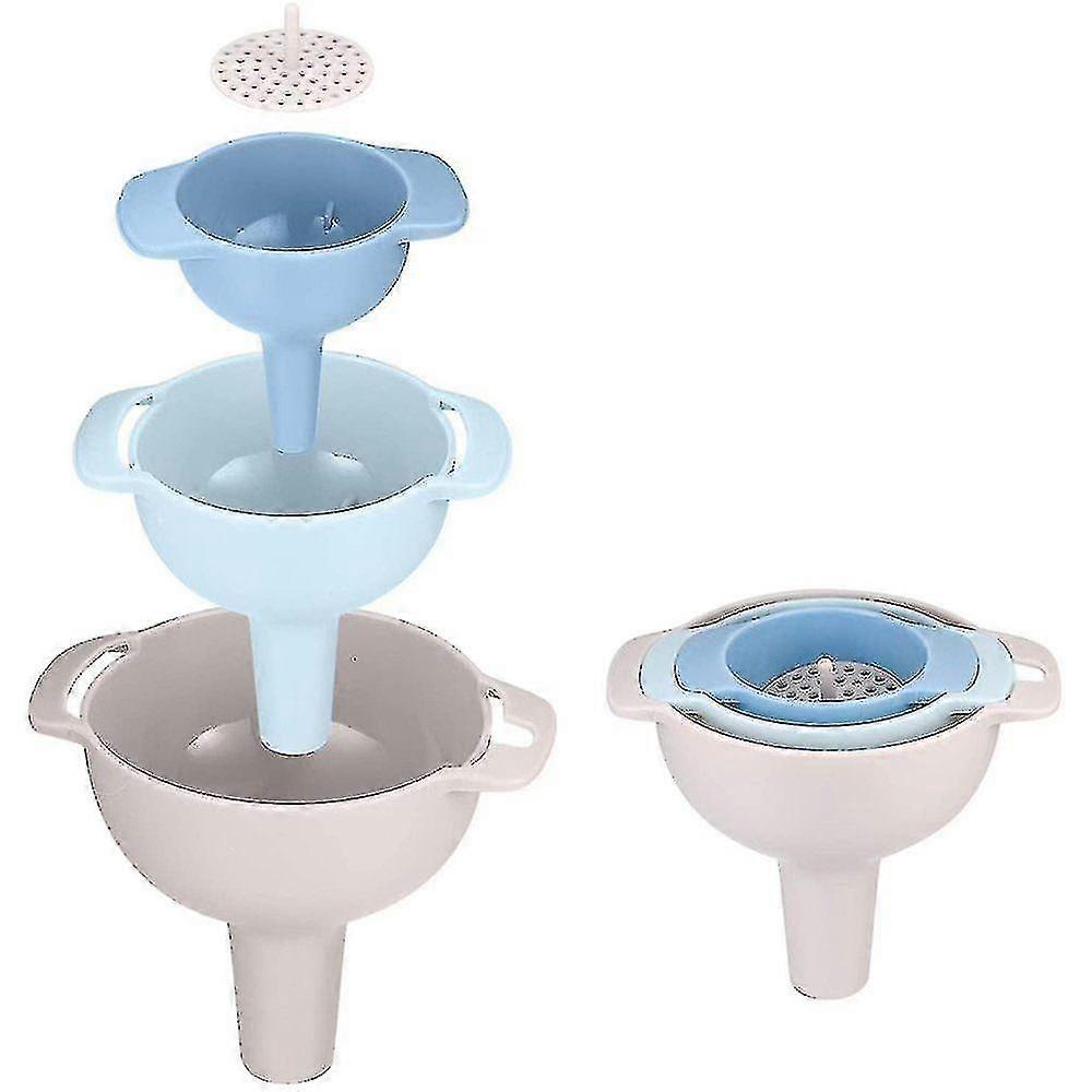 Plastic Kitchen Funnel With A Handle Filter, 4 -in -1 Multifunctional Funnel Kit