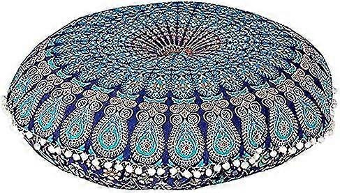Indian Boho Decor Round Mandala Pillow Throw Mandala Tapestry Hippie Round Seating Pouf Ottoman, Mandala Floor Pillow