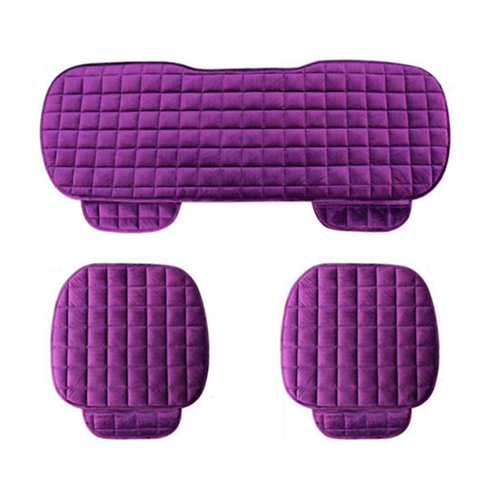 Coussin de siège de voiture d'hiver sans dossier en peluche brodée à carreaux