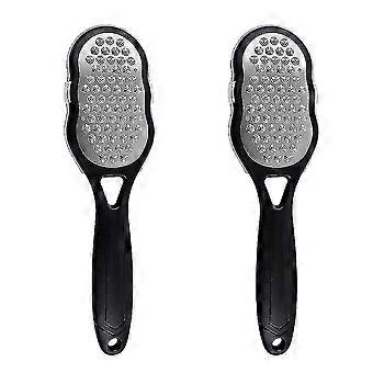 Pediküre Fußfeile Hornhautentferner Fuß Raspel Professionelle Hornhaut aus Edelstahl für Fußpflege (2pcs Stil Drei Schwarz)