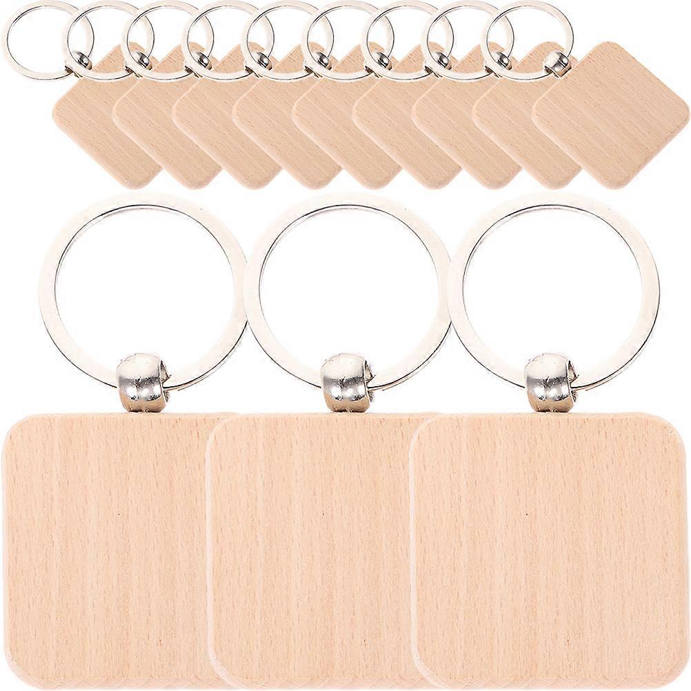 12pcs Unfinished Key Tags Wooden Keychain Blanks DIY Gift Crafting Supply