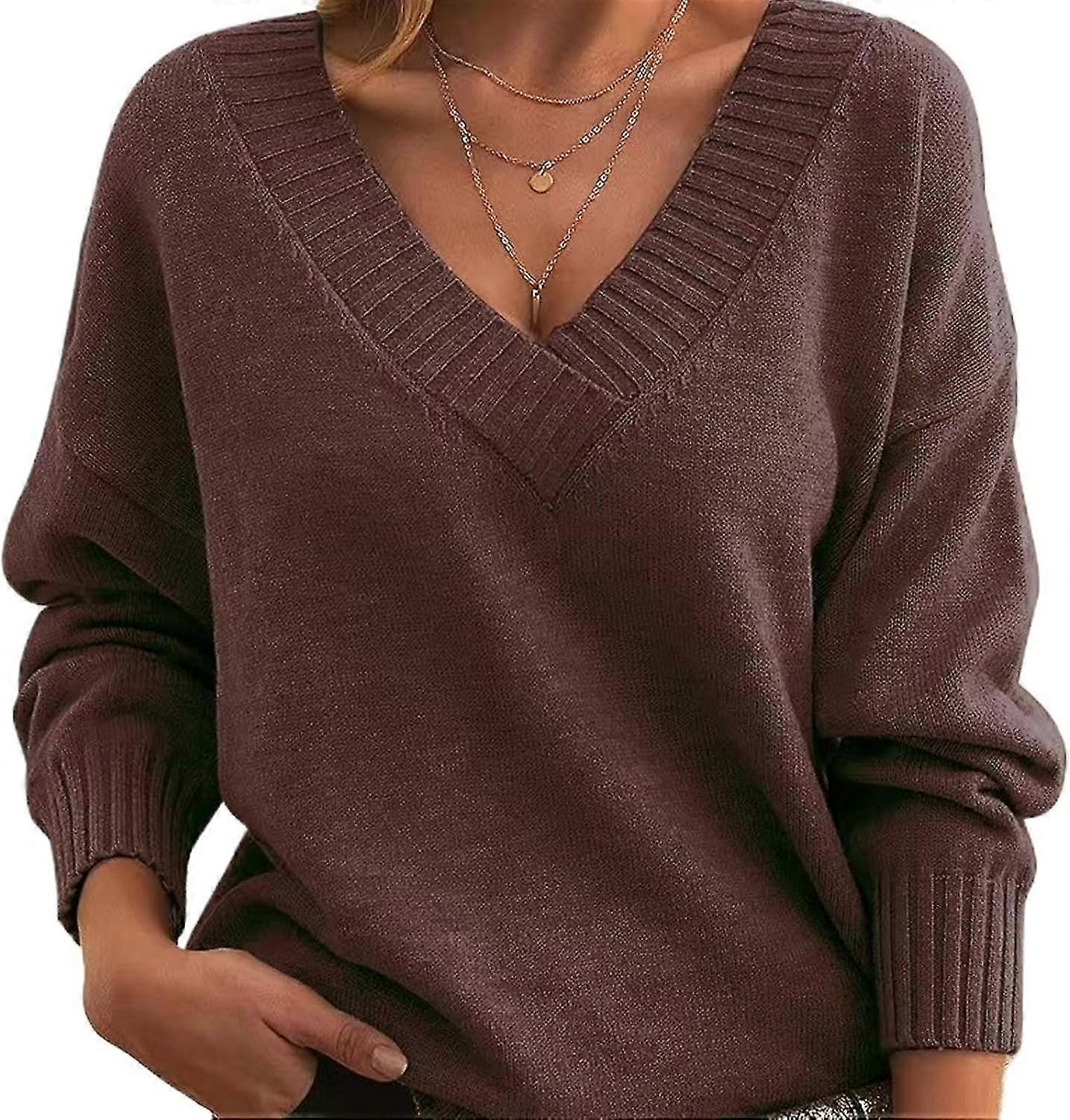 Women's V-Neck Merino Wool Sweater – Soft Knitted Pullover For Winter & Office Wear