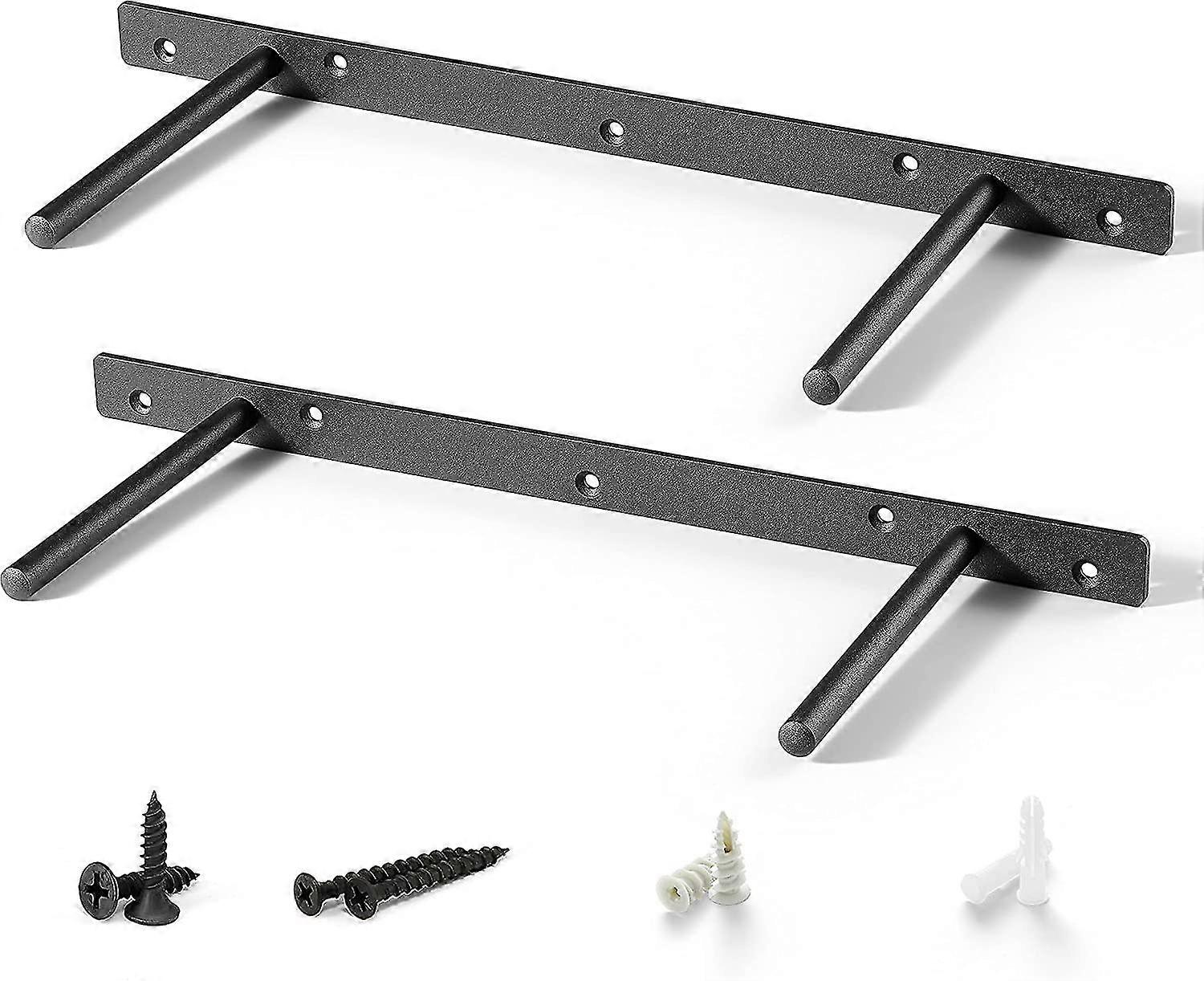 - Heavy Duty Floating Shelf Bracket (2 Pcs) Solid Steel Blind Shelf Supports - Hidden Brackets For Floating Wood Shelves - Screws And Wall Plugs Incl