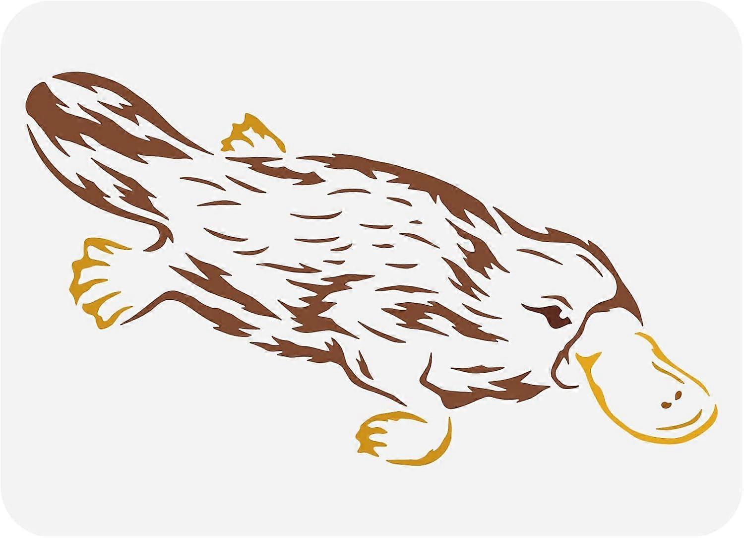 Platypus Stencil 8.3x11.7inch Reusable Platypus Pattern Drawing Template DIY Art Platypus Decoration Stencil Animal Stencil for Painting on Wood Wall
