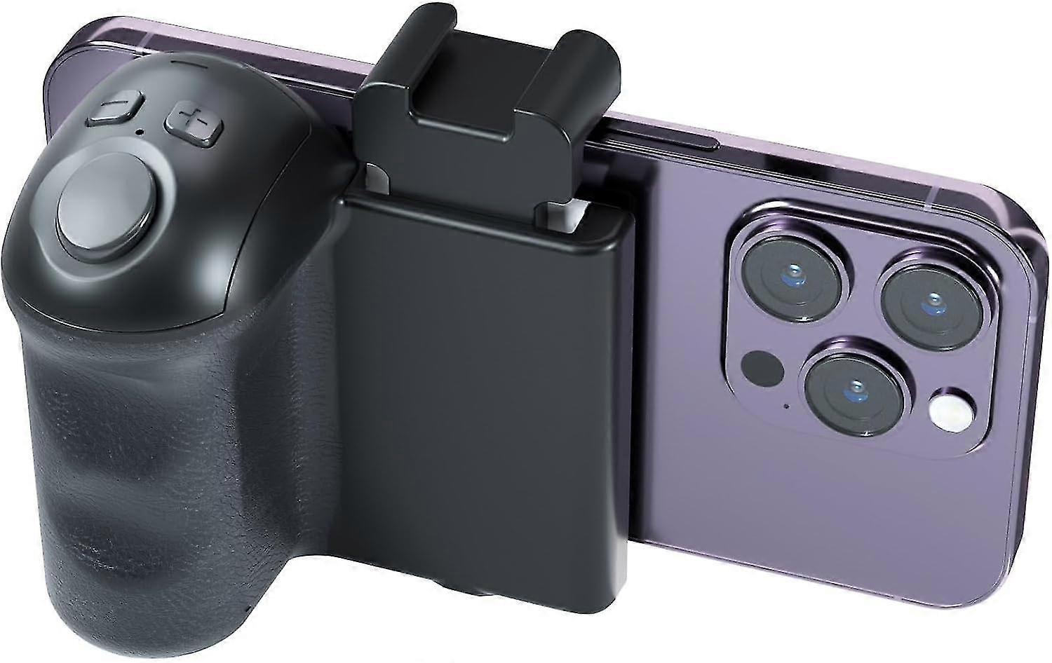Phone Camera Grip with Zoom Remote, Smartphone Handle Holder with Wireless Shutter, Phone Filming Accessories Vlog Shooting