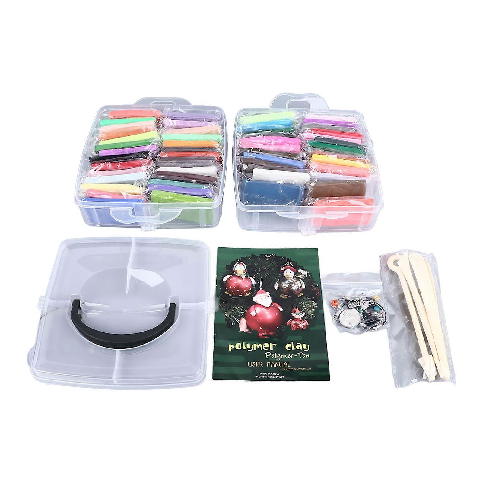 50 Colours Modelling Clay Set Soft Light Safe Easy To Mouldable Polymer Clay Set for Children Over 3 Years Old