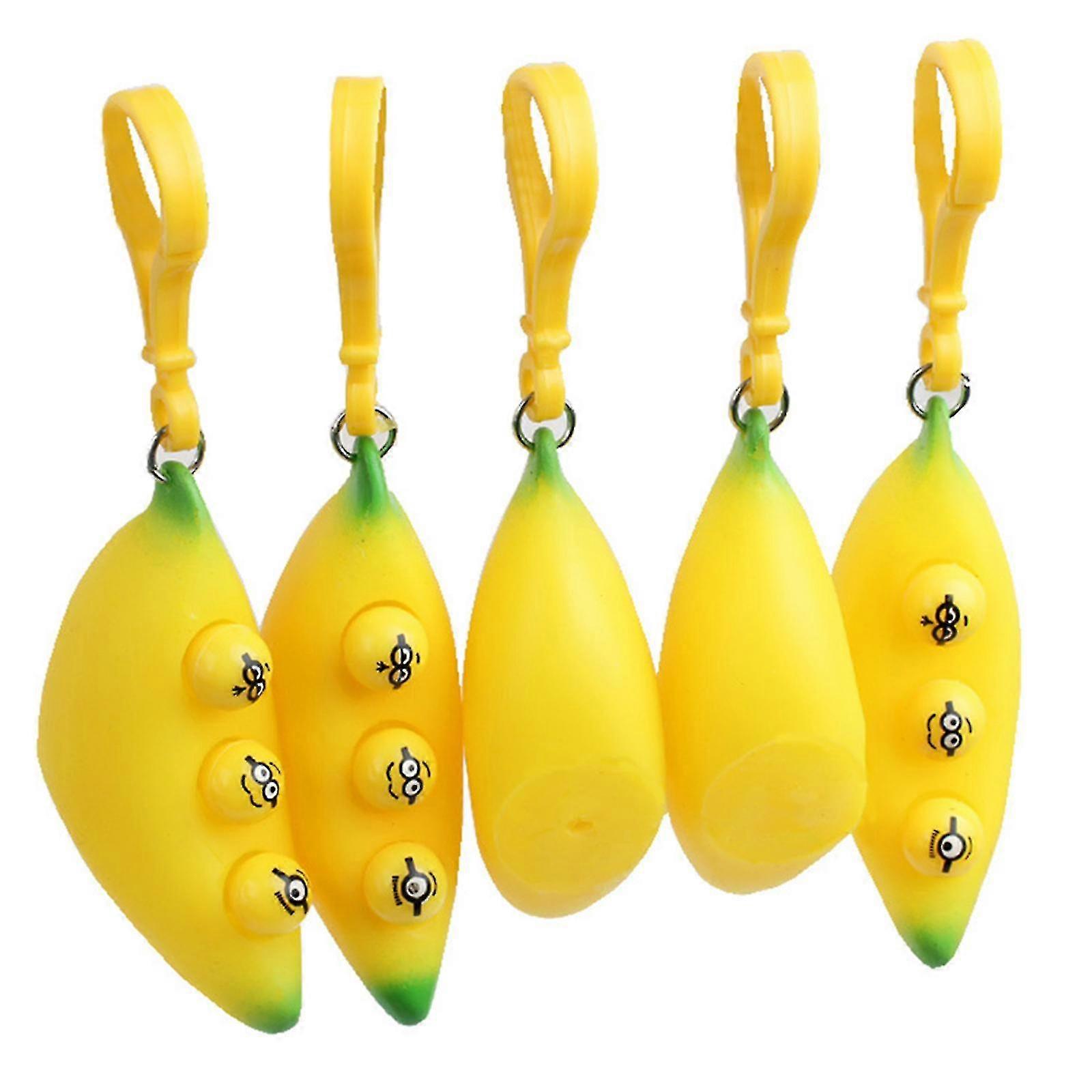 stress relief keychain with banana shape tear-resistant safe fun toy soft washable durable for