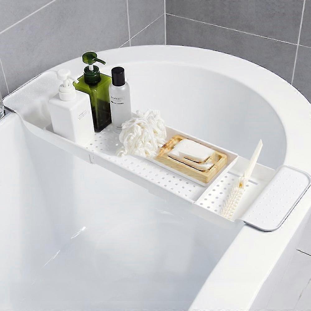 Extendable Bath Tray For Bathtub With Candle,white