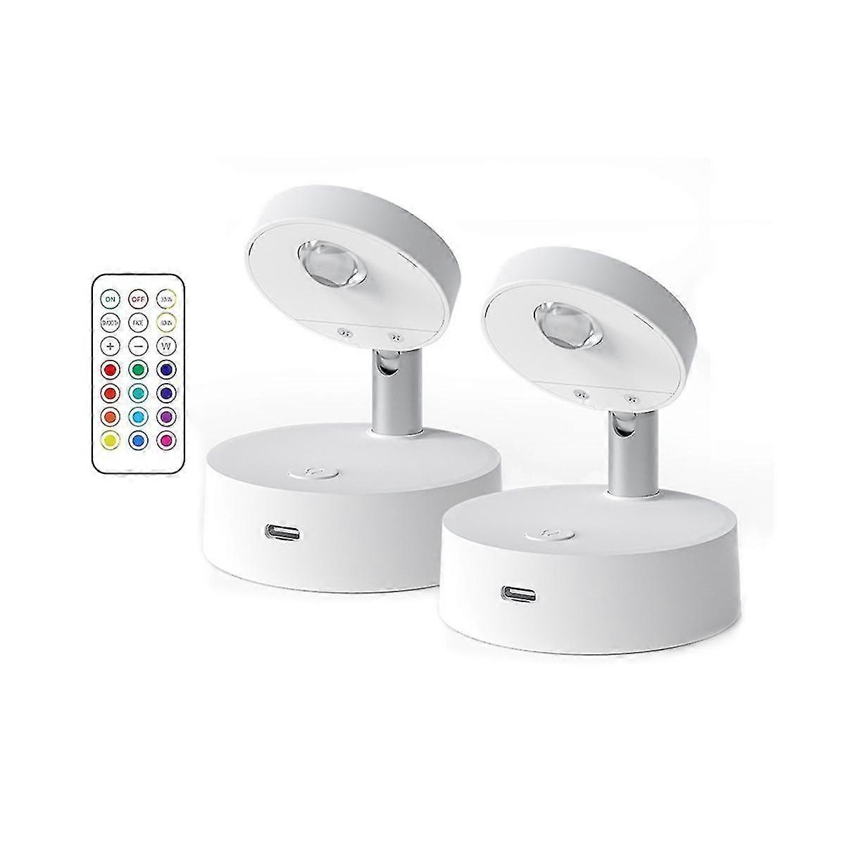 Wireless LED Wall Spotlight Remote Control Rechargeable Closet Spotlights RGB Spotlight Bedside Sco