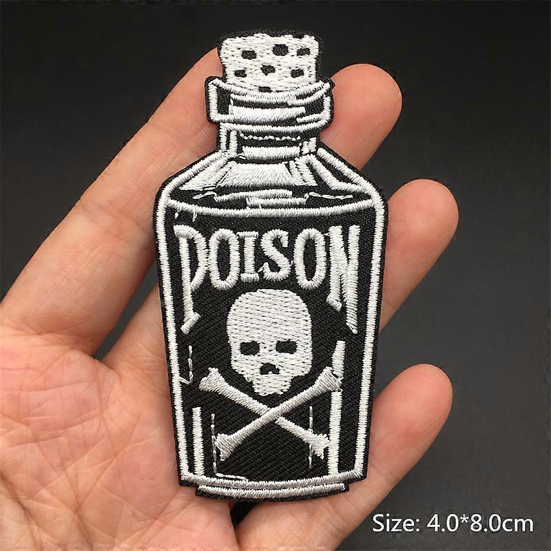 Rock Punk Patches on Clothes Clothing Thermoadhesive Patches Iron on Embroidered Patches Ghost Zipper Black and White Sewing